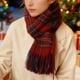 thumbnail image 1 of Bufanda de invierno cálida para mujer, chal de felpa a cuadros azul, rojo y negro, prenda de punto para el cuello ideal para climas fríos, bufandas de invierno para mujer, manta grande con flecos, su, 1 of 4