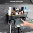 thumbnail image 3 of Estante Para Almacenamiento de Cepillos de Dientes Sin Perforaciones Montado en La Pared, Dispensador de Pasta de Dientes Con Vaso Para Enjuague Bucal, Estante de Pared Para Lavabo de Baño, 3 of 7