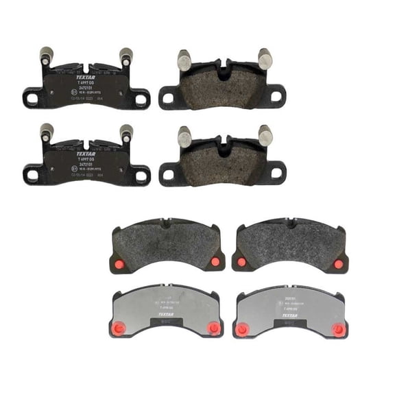 Textar Front & Rear Brake Pad Set Kit For Porsche Cayenne with 360mm Front 330mm Rear Rotors Minimum 18" Wheels Black or Silver Calipers VW Touareg 7P Chassis HD Brakes 360mm Front Disc and 18" Wheels