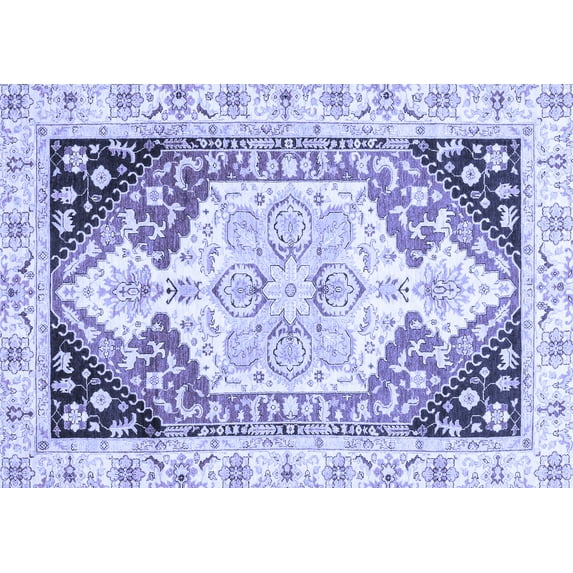 Ahgly Company Machine Washable Indoor Rectangle Abstract Blue Modern Area Rugs, 8' x 12'