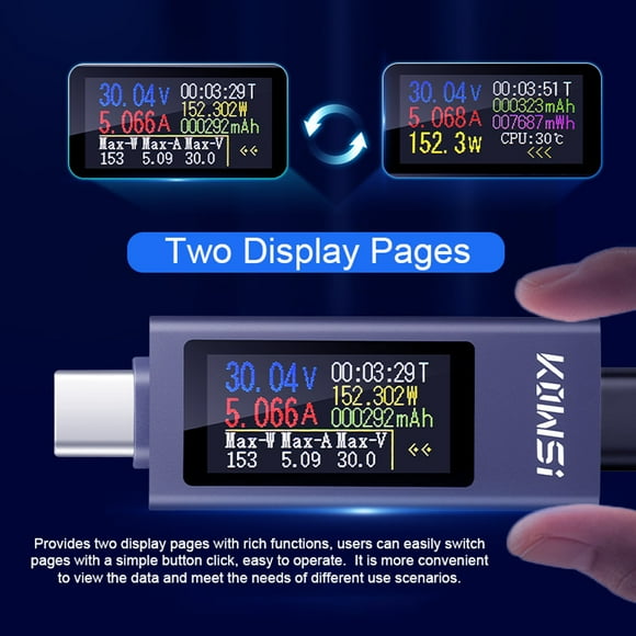 Voltage detector,Alloy Power Meter Tester Pd Voltmeter Wotao Meter Support 4-30v Type-c Tester Pd 0-12a Support Test Support 4-30v 0-12a Inter Power Meter Support Voltmeter Alloy Power