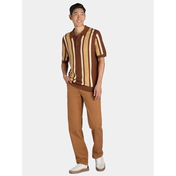 Tribekka 44 Men's Striped Seed Stitch Button Front Sweater Polo