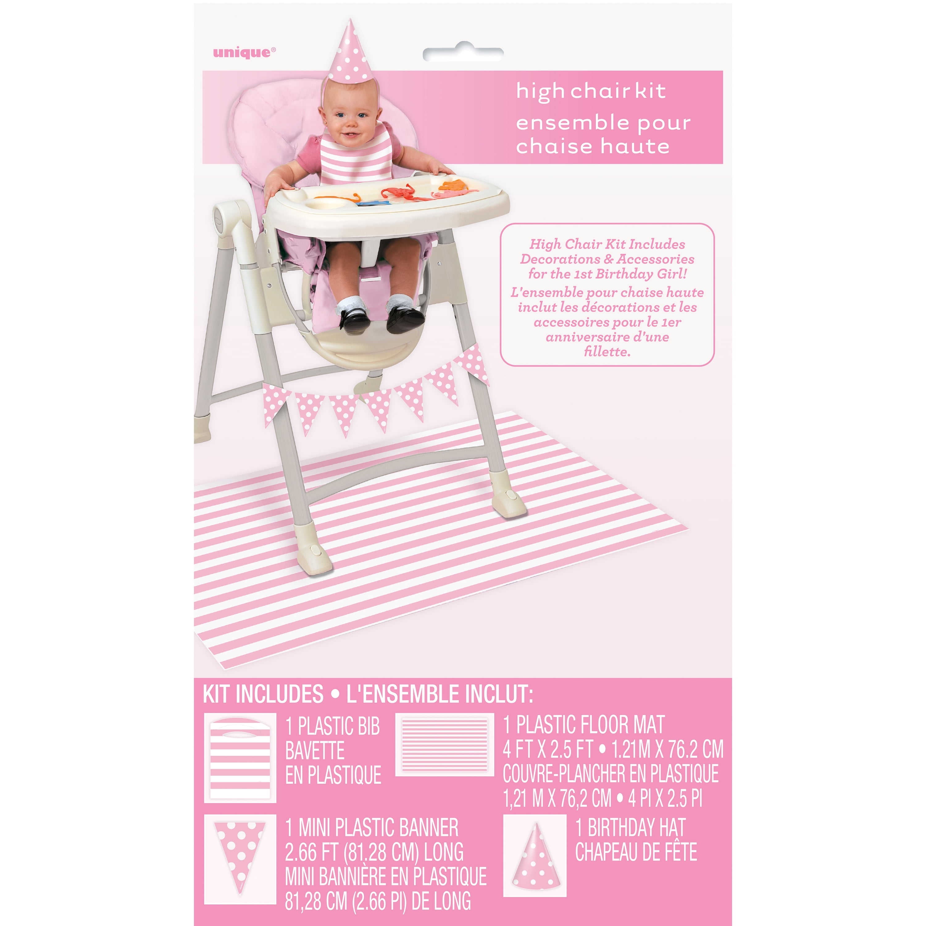 Pink Birthday High Chair Decorating Kit 4pc Walmart Com