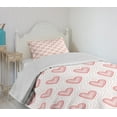 thumbnail image 4 of Ambesonne Pearls Quilted Bedspread Set 2 Pcs, Dotted Heart Pattern, Twin Size, Blush Cream Red, 4 of 6