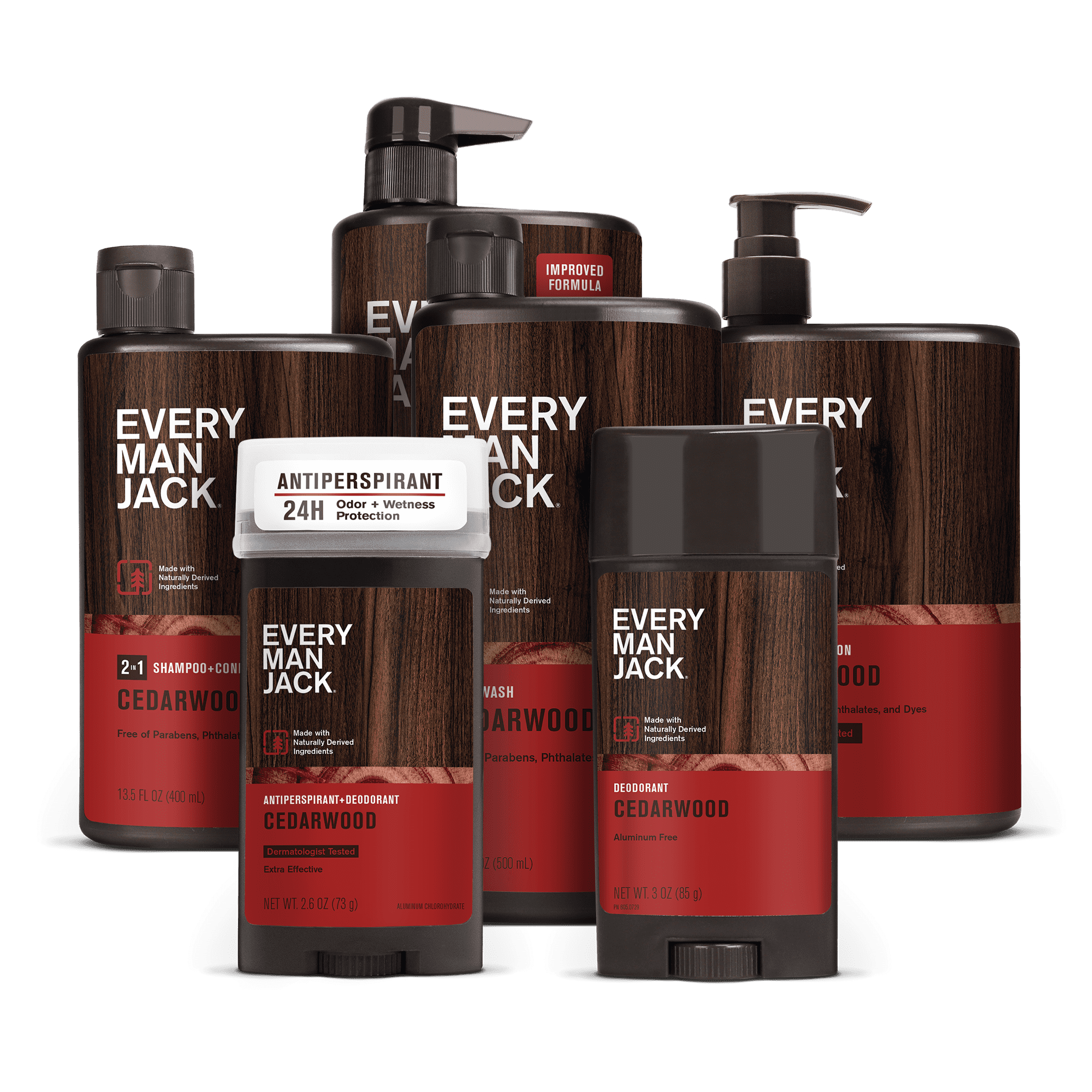 (2 pack) Every Man Jack Cedarwood Amber Daily 2-in-1 Shampoo and Conditioner for Men, Naturally Derived, 13.5 fl oz