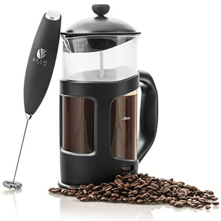 Bean Envy 34 oz French Press Coffee, Espresso and Tea Maker - Premium Bundle Includes Electric Milk Frother - Best Press For 1, 3, 4 or 8