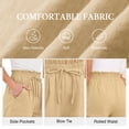 thumbnail image 5 of Asklazy Women’s Linen Shorts with Elastic Waist and Drawstring, Casual Summer Beach Shorts with Pockets,,Mother's Day ，Khaki,2XL, 5 of 7