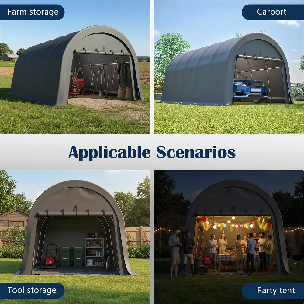 12x20 FT Carport Canopy,Heavy-Duty Commercial-Grade Steel Frame Portable Garage, Wind and Snow Resistant, Waterproof Outdoor Storage Shed