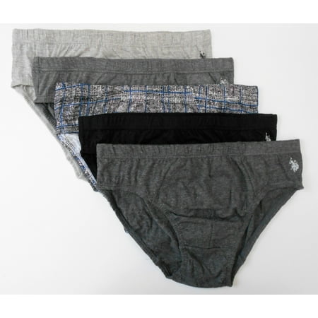 US POLO ASSN MEN'S - PLAID BLUE - MEDIUM - SET 5 PACK UNDERWEAR BRIEF LOW RISE COTTON