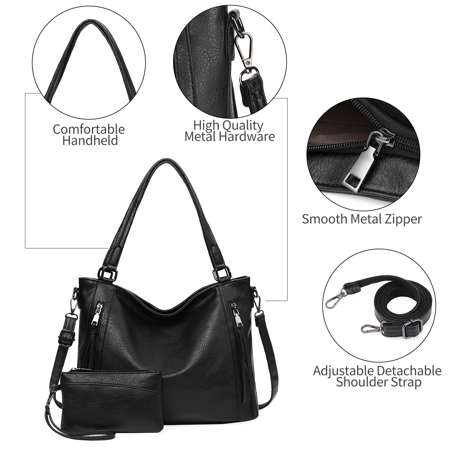 SENDEFN Tote Bag for Women with Zipper Leather Purse and Handbags Ladies Top-handle Shoulder Bags