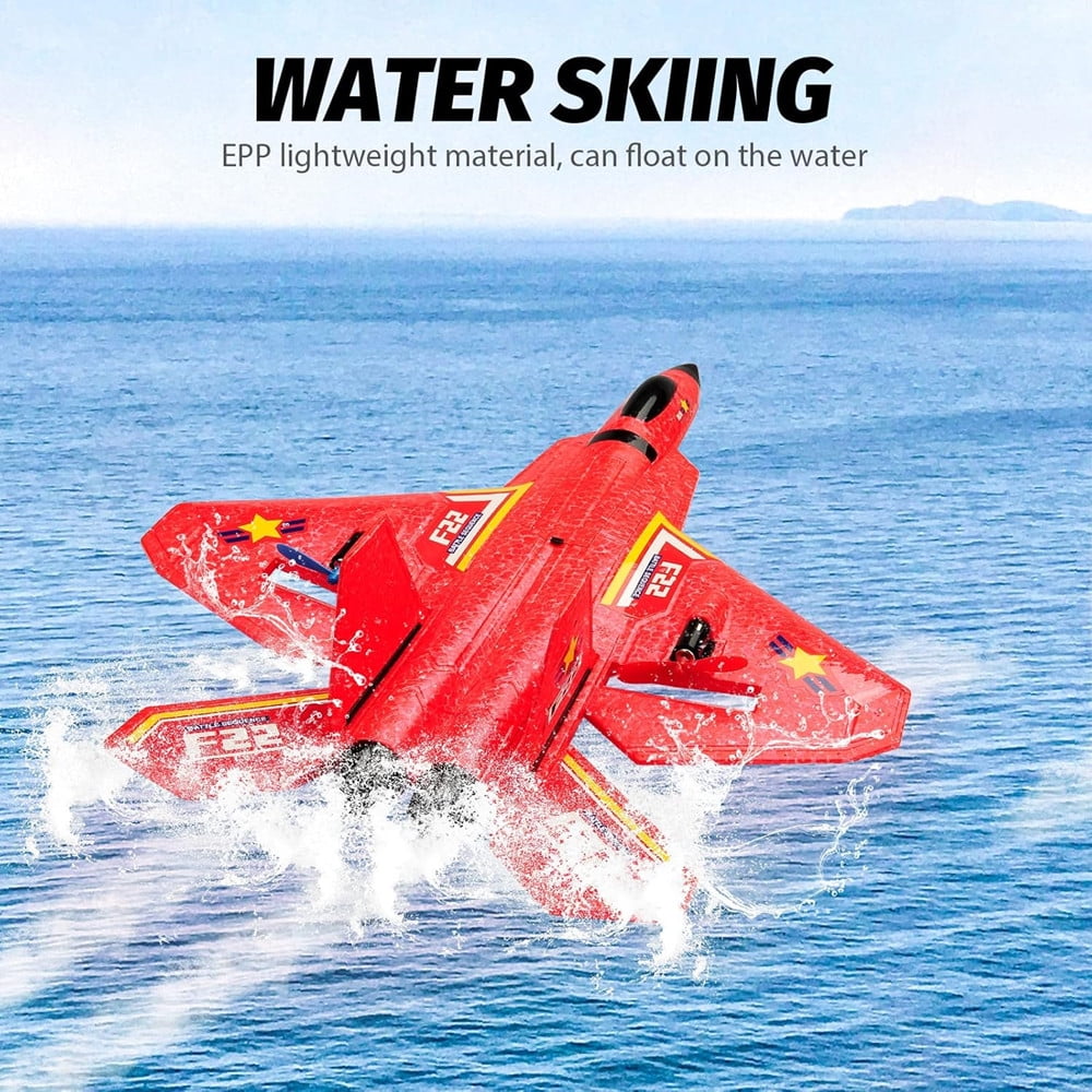 RC Plane F22 Jet 2.4G 6-Axis Gyro Remote Control Airplane Fighter Toy Gift for Kids Beginner(Red)