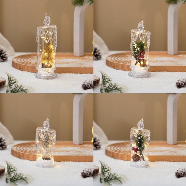Velas Navideñas Led de Simulación, Velas Electrónicas de Cristal, Decoración Ambiental para Árbol de Navidad, Regalos de Navidad.