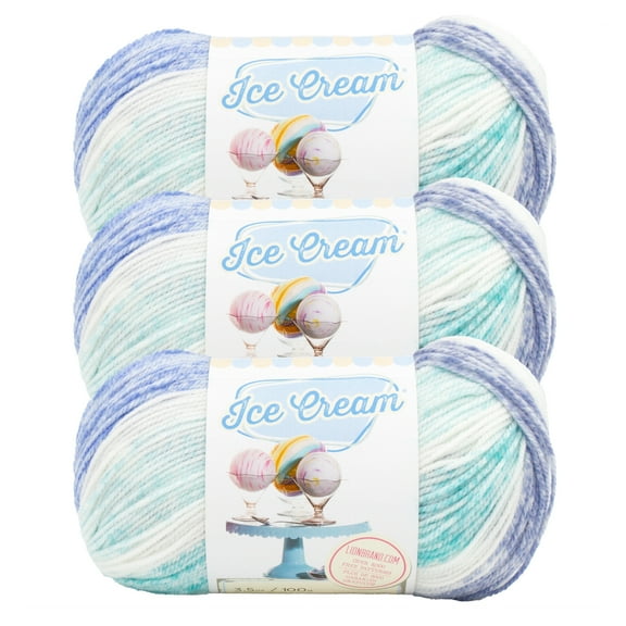 Lion Brand Yarn Ice Cream Smurf Light Acrylic Yarn 3 Pack