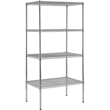 

Muscle Rack 74 H 4-Tier Wire Shelving Unit 2400 lb Capacity Chrome