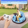 thumbnail image 5 of GLAF 12V Bumper Car for Kids 1.5-6 Years with Steering Wheel & Remote Control, Bluetooth Music, 360° Spin, 3 Speeds, Blue, 5 of 10