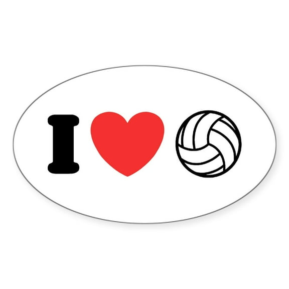 CafePress - I Love Volleyball Oval Sticker - Sticker (Oval)