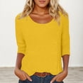 thumbnail image 2 of Trendfront Womens Crew Neck 3/4 Sleeve T Shirts Soft Comfort Tee Lightweight Breathable Classic Stylish Solid Color Casual Tops, 2 of 4