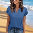thumbnail image 4 of Turilly Trendy Solid V Neck T-Shirt for Women Women's Relaxed Fit Short Sleeve Soft Fabric Casual Daily Top, 4 of 6