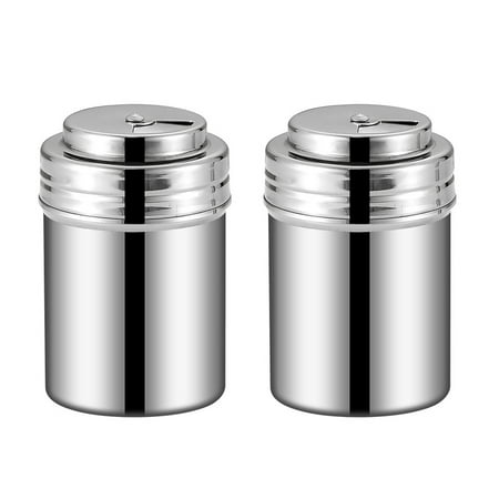 

2Pcs Salt and Pepper Shaker Stainless Steel Spice Jar Rotatable Salt Jar Household Pepper Canister