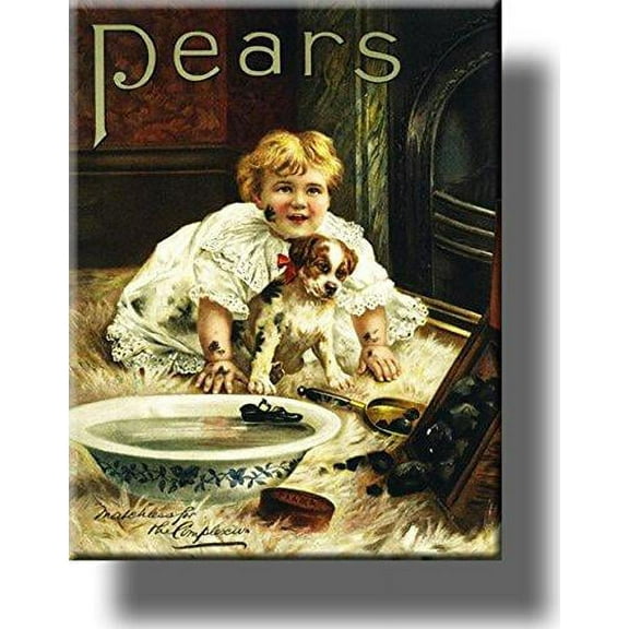 Pears Soap Dirty Boy and Dog Bathroom Picture on Stretched Canvas, Wall Art Decor, Ready to Hang!