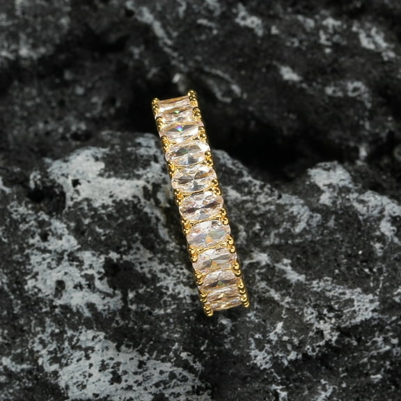 Elegant Fashionable Women's Zirconia 14K Yellow Gold Ring High-End FeelUnique Full Diamond Trendy Ring Cool and Minimalist Style