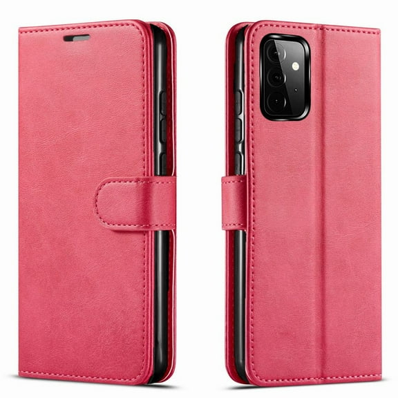 Samsung Galaxy A72 5G Case, [Not fit for Samsung Galaxy A32/ Galaxy A52], Included [Tempered Glass Screen Protector], Starshop Premium Leather Wallet Pocket Credit Card Slots-Pink