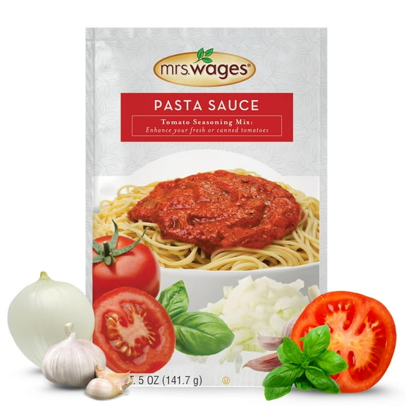 Mrs. Wages Pasta Sauce ESF27 Canning Mix, Easy-To-Use, Simple Homemade Pasta Sauce, Great Flavor, Easy To Freeze or Serve Fresh, 5 oz Packet (Value Pack of 6)