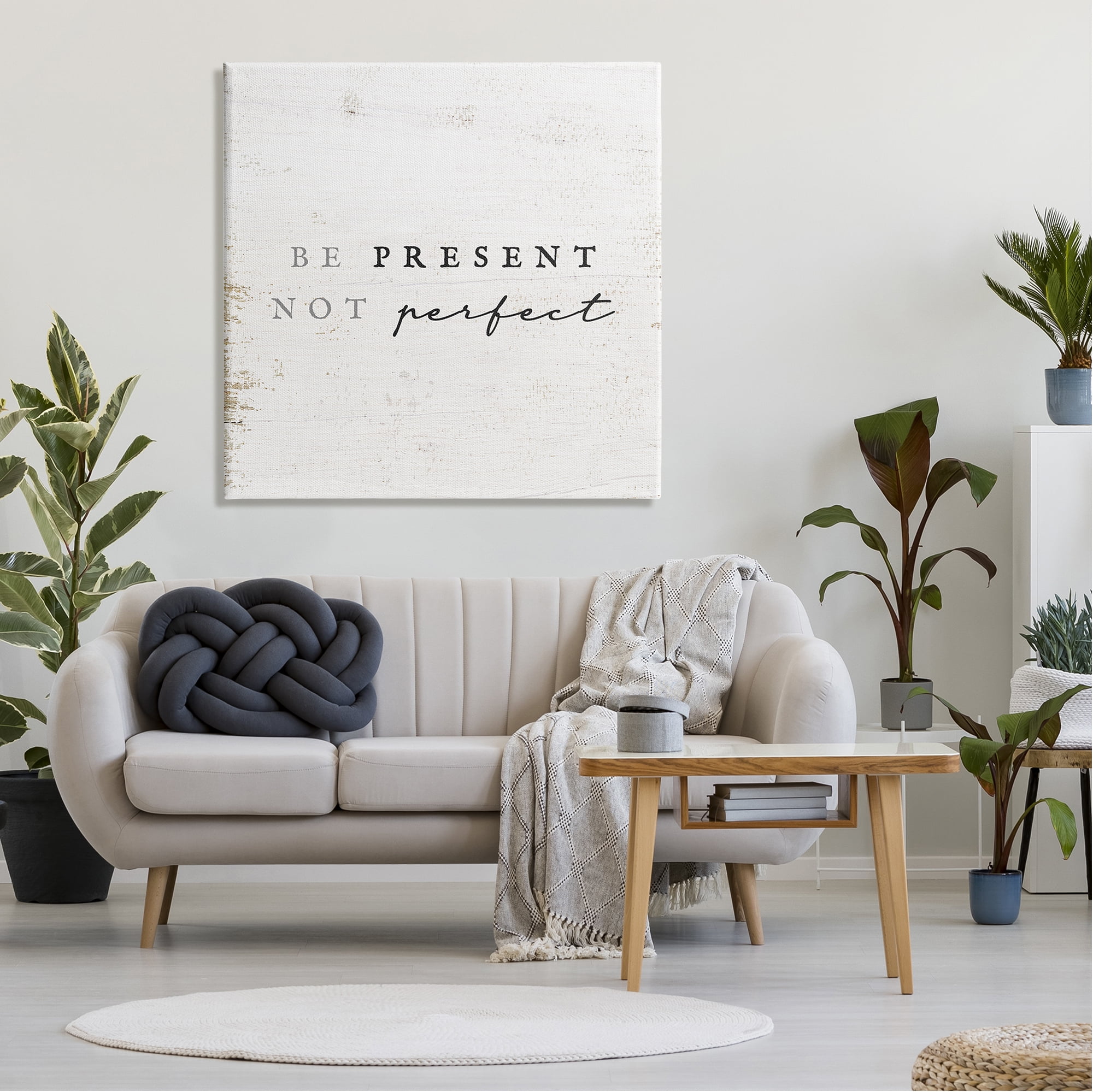 Stupell Industries Rustic Present Not Perfect Inspirational Painting Gallery Wrapped Canvas Print Wall Art, 36 x 36
