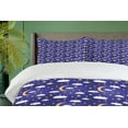 thumbnail image 4 of Ambesonne Sky Duvet Cover Sets, Moon Stars Dots and Clouds Art, 2-King, Dark Lavender Mustard, 4 of 7