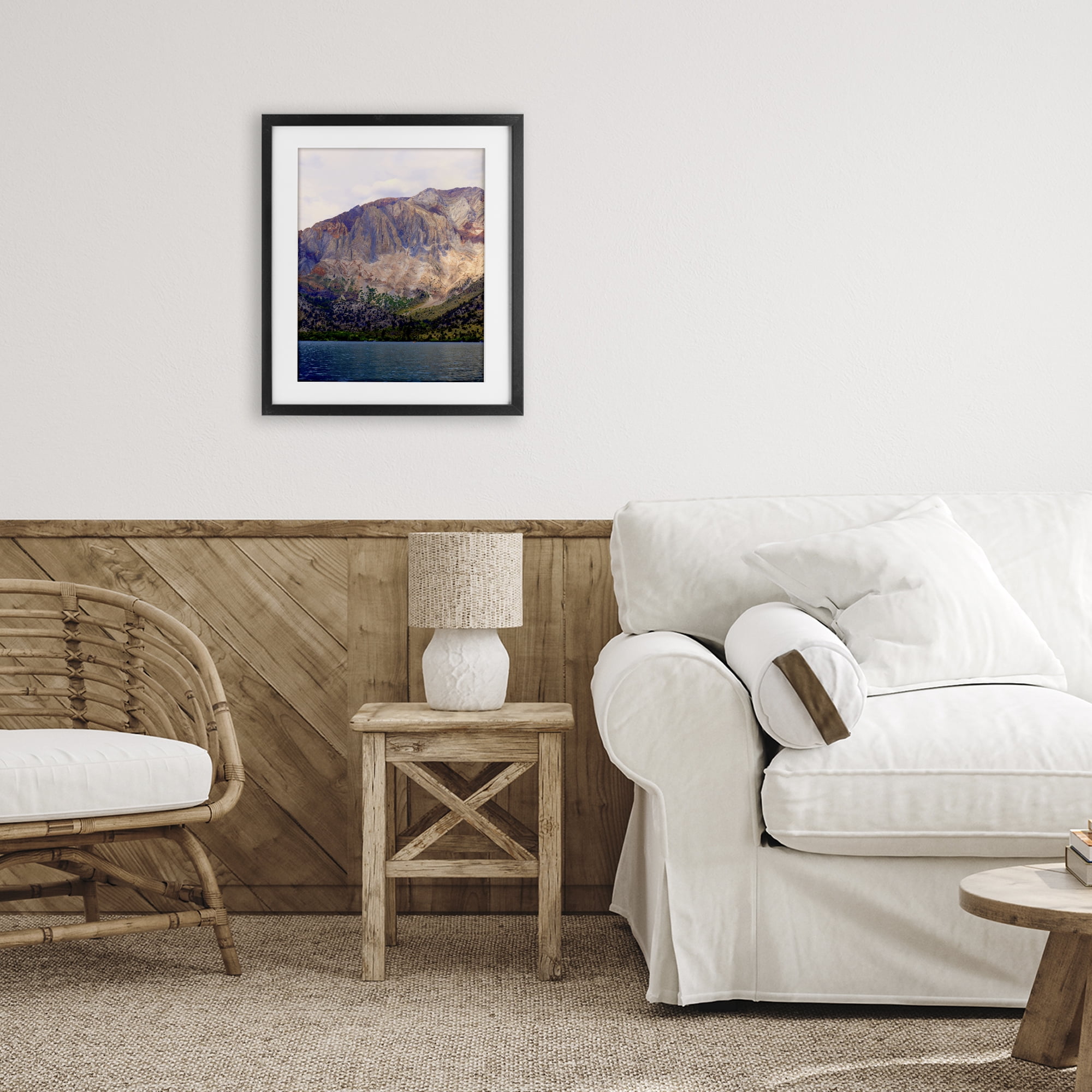 Stupell Industries Serene Lake Beneath Mountains Black Framed Print Under Glass, design by Gemma Bardot