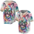 thumbnail image 3 of Hippie French Bulldog Portrait Watercolor Tie-Dye Vintage Styles All Over Print 3D Baseball Shirt Dog Lover Gifts Softball Sport - 00014, 3 of 6