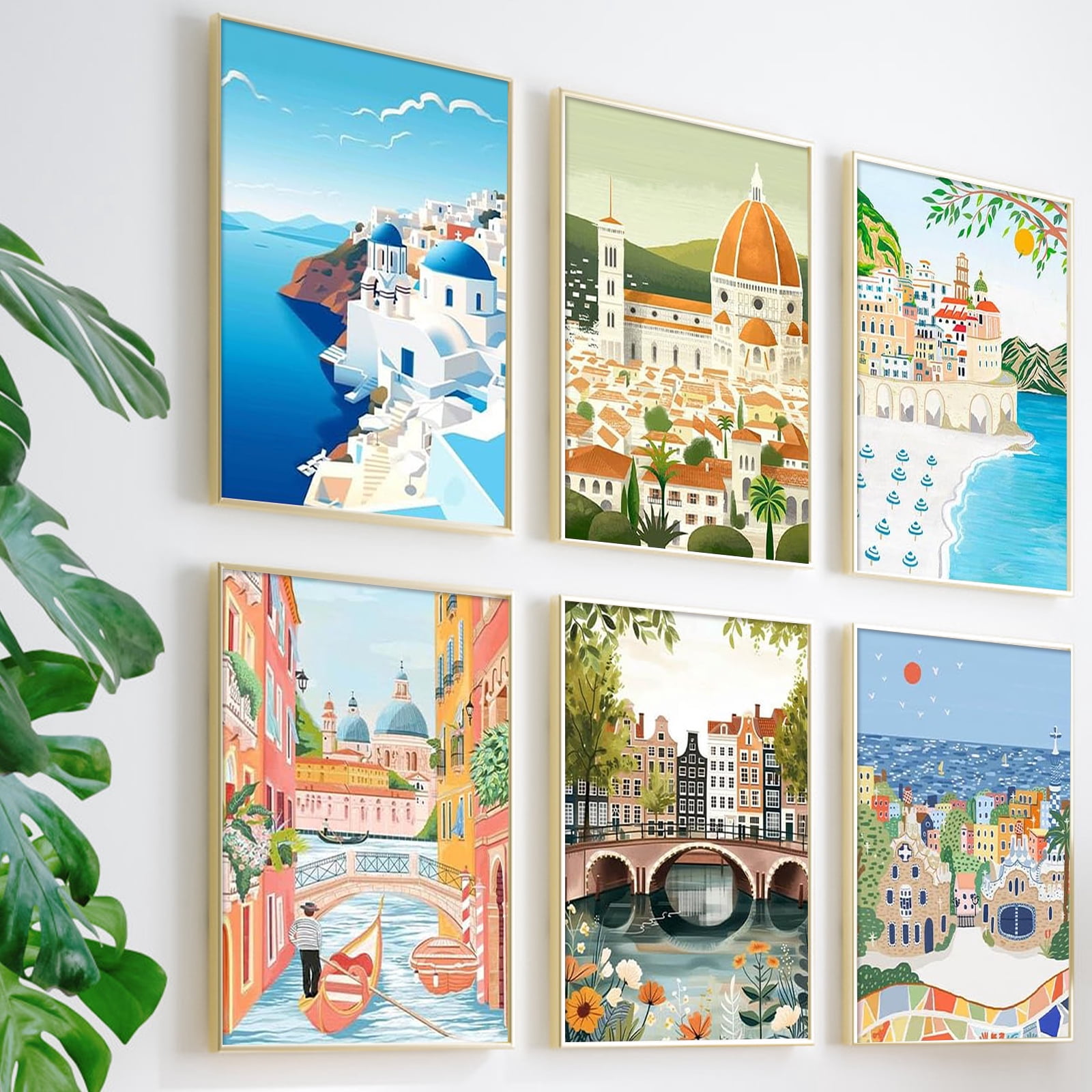JYLMOOD DIY 6pcs/set Paint by Number for Adults, Easy Painting by Numbers for Gift Home Wall Decor 10x14in without Frame, Colored Canvas