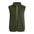 thumbnail image 3 of Hontri Plus Size Coat, Women's Solid Color Fashion Casual Sleeveless Pocket Zipper Coat Army Green L, 3 of 7