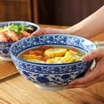thumbnail image 2 of CHUNTIAN Ceramic Bowl Korean Blue and White Porcelain Tableware Large Noodle Bowl Japanese Retro Soup Bowl Home Kitchen Supplies, 2 of 6