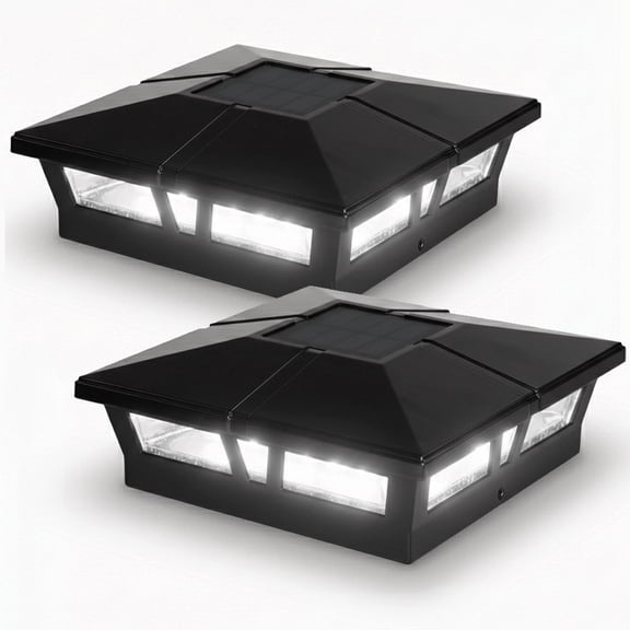 Classy Caps 6x6 Black Aluminum Cambridge Solar Post Cap (Set of 2)