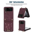 thumbnail image 6 of Dteck Crossbody Purse for Samsung Galaxy Z Flip 5,Magnetic Leather Diamond Glitter Case Card Pocket Shockproof Hard PC Back Cover with Adjustable Shoulder Strap for Women, Winered, 6 of 8