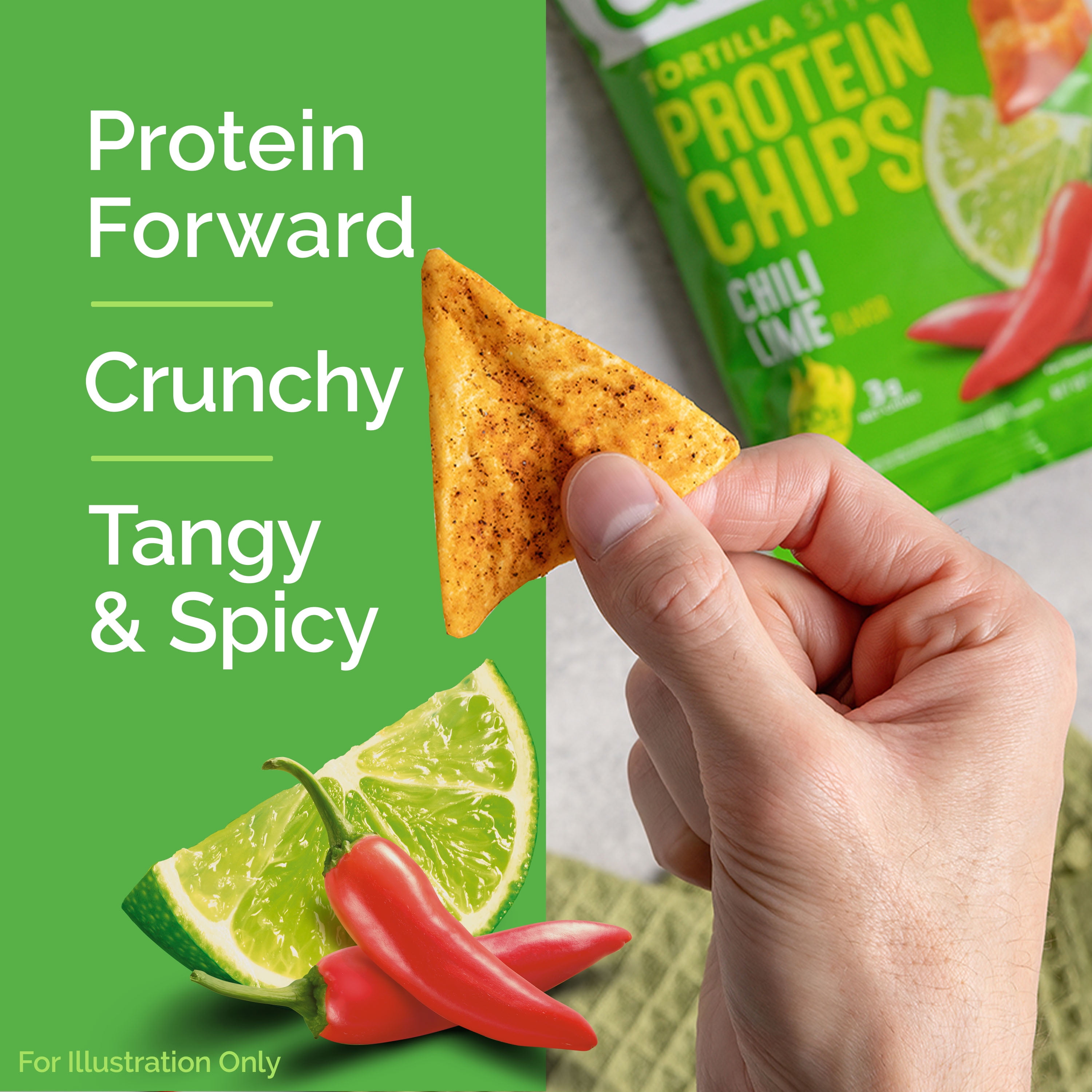 Quest Tortilla Style Protein Chips, Chili Lime Flavored, Baked, 1.1oz Bags, 12 Count