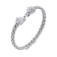 thumbnail image 3 of HOOUN Stainless Steel Braided Bracelet Wolf Heads Cuff Bangle For Women Mens HIp-Hop-gold, 3 of 9
