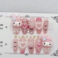 thumbnail image 1 of Sanrio-piezas de uñas de Hello Kitty My Melody, decoración de uñas Kawaii de dibujos animados, estilo de chica dulce, manicura desmontable Diy, 10 Uds., 1 of 4