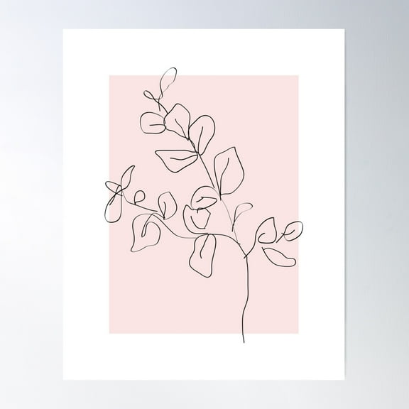 Botanical Line Art 2, Pink Wall Art, Minimalist Modern Art By Synplus Poster Wall Art, Modern Wall Decor For Living Room Bedroom, 8x12 UNFRAMED