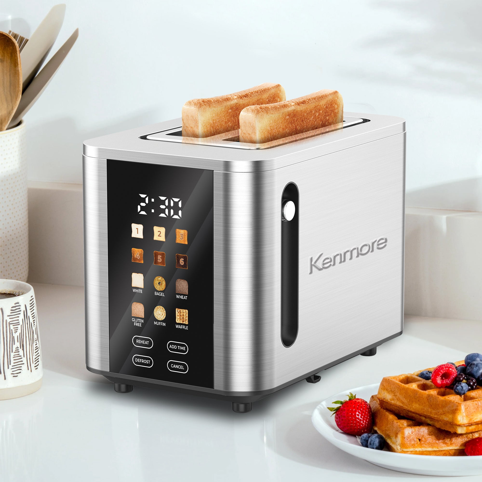 Kenmore 2-Slice Digital Toaster with Touch Controls, Stainless Steel