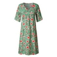 thumbnail image 6 of Dyegold Sundresses for Women Casual Beach - Women's Maxi Dresses V Neck Short Sleeve Boho Plus Size Floral Print A-Line Swing Long Casual Graduation ​​Sun Dress, 6 of 7