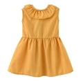 thumbnail image 2 of MEZZALL Toddler Summer New Dress For Baby Girls Solid Color Sleeveless Ruffle Neckline Dress With Bowknot And Pleated Open Back Design., 4-5 Years, 2 of 5