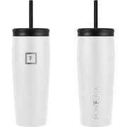 IRON FLASK Nomad Tumbler 2 Lids Straw-Flip Vacuum Insulated Stainless Steel Bottle, Double Walled, Winter White, 20 Ounces