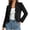 Black, variant on Women's Ruffle Trim Open Front Denim Jacket Long Sleeve Cropped Lightweight Jean Cardigan Y2k Streetwear Spring Fall Casual Outerwear Black