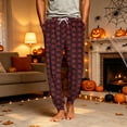 thumbnail image 2 of Men's Halloween Jogger Pajama Pants, Drawstring Two Pocket Printed Cuffed Lounge Sleep Trousers Nightwear Slacks, Wine, S, 2 of 7