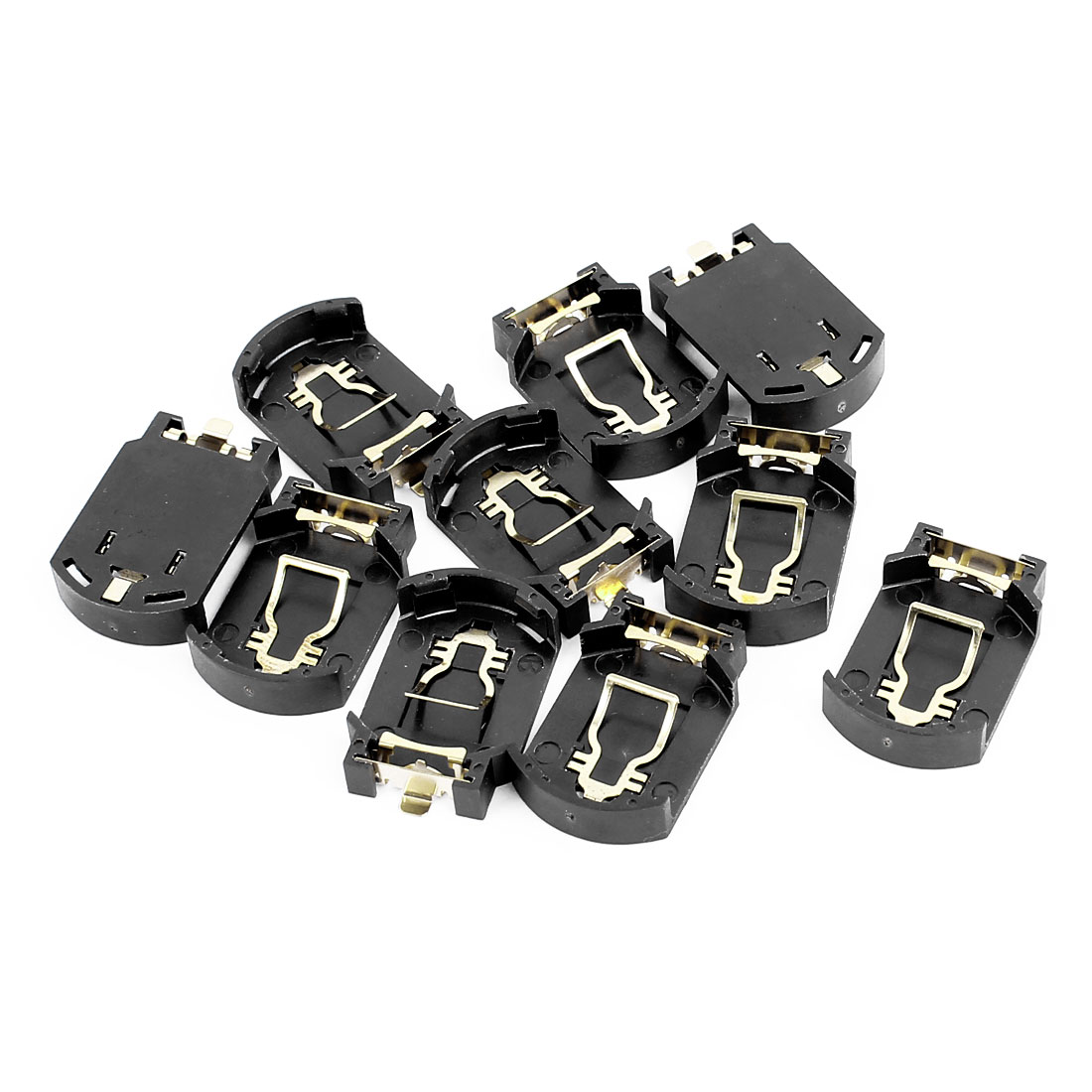 10 Pcs Brown Plastic Button Coin Cell Battery Socket Holder for CR2032