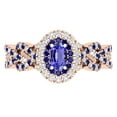 thumbnail image 2 of Dazzlingrock Collection 6X4mm Oval Tanzanite with Round Blue Sapphire & White Diamond Interweaving Double Halo Wedding Ring for Women in 10K Rose Gold, Size 6.5, 2 of 6