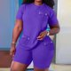 thumbnail image 5 of Gibobby Blusas Manga Larga Conjuntos de entrenamiento para mujer, conjuntos casuales a juego de 2 piezas, conjunto de pijama con pantalones cortos de Yoga de cintura alta y corto（Morado， M), 5 of 5