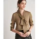 thumbnail image 4 of Nueva camisa coreana para mujer, camisa de manga larga con cuello de lazo, de seda auténtica morera pesada, blusas blancas, camisas elegantes de seda de alta calidad, 4 of 4